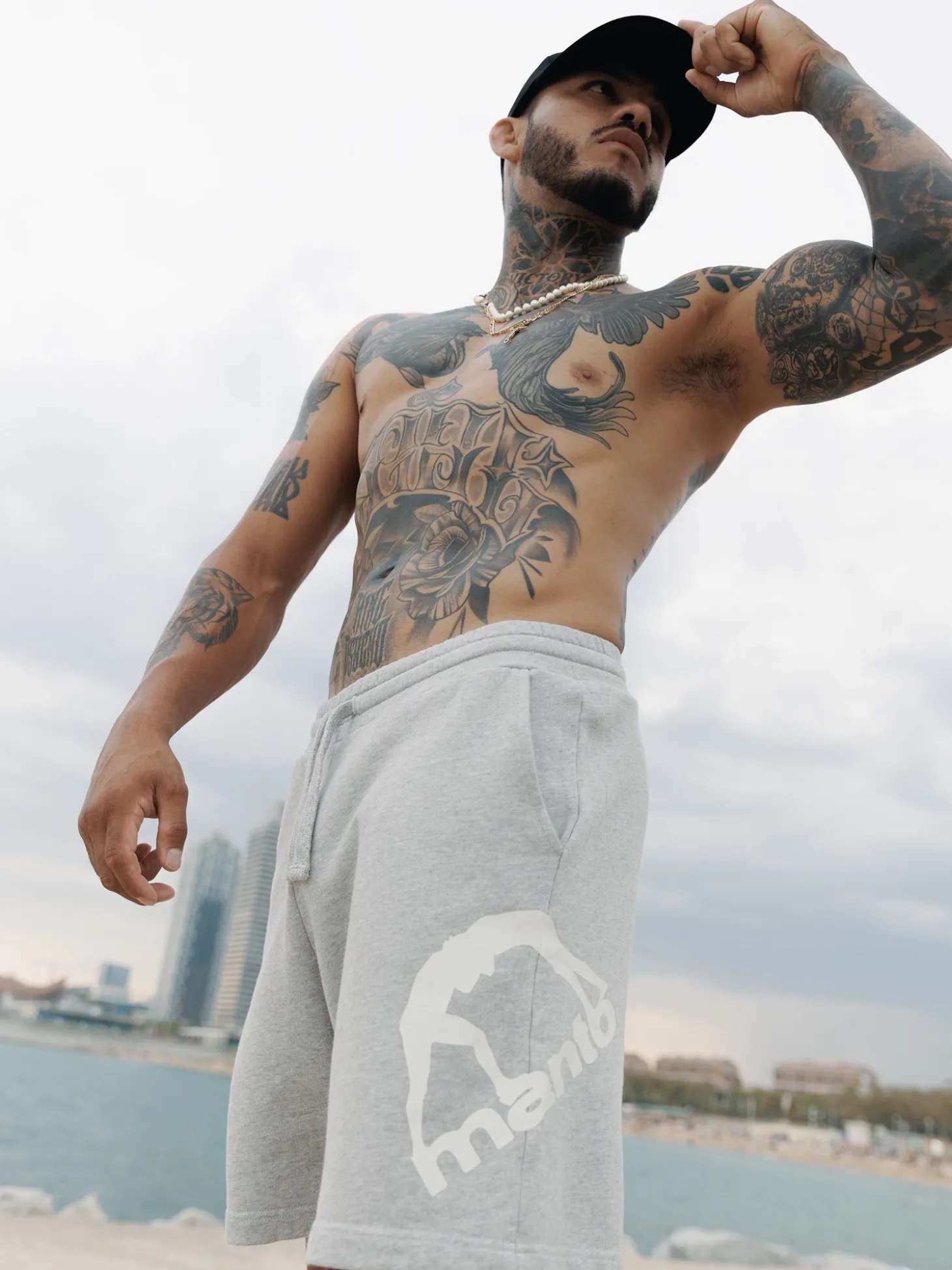 MANTO Baumwollshorts LOGO melange
