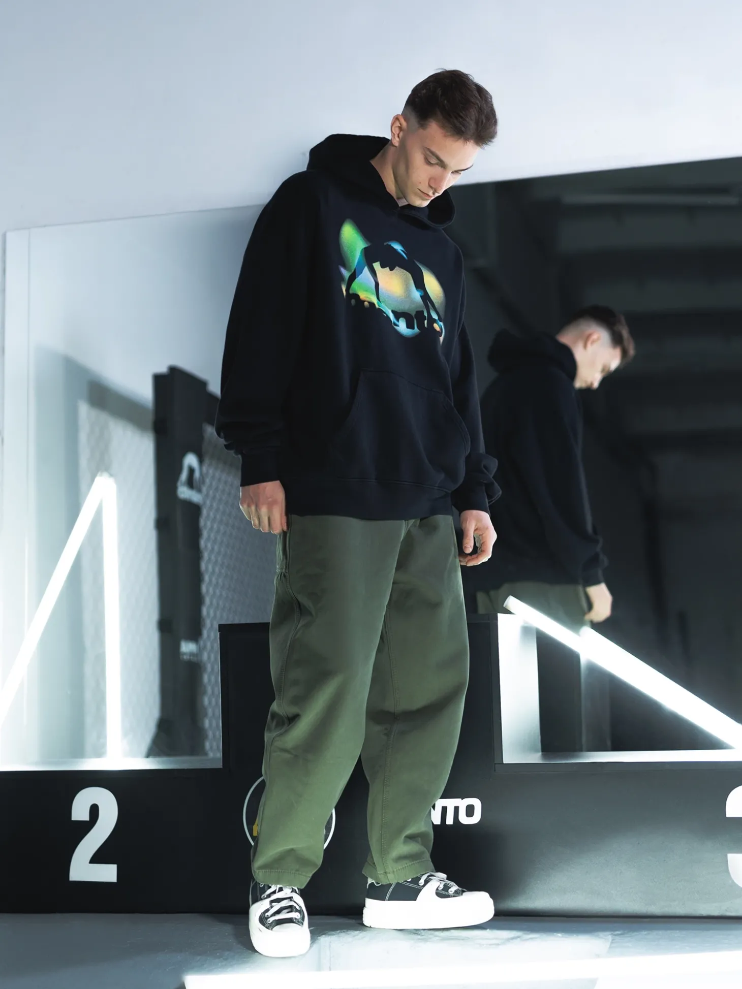 MANTO hoodie REFLECTION OVERSIZE schwarz