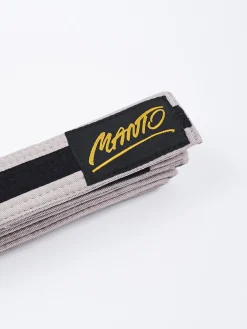 MANTO Kindergürtel BJJ TAG grau mit schwarzen Streifen