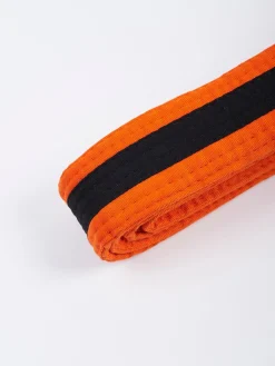 MANTO Kindergürtel BJJ TAG orange mit schwarzen Streifen